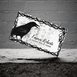 Tattoo Art Gothic Crow Black Thorn Gerahmt Visitenkarte