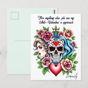 Tattoo art inspiriert unisex Anti-Valentine Brauch Postkarte