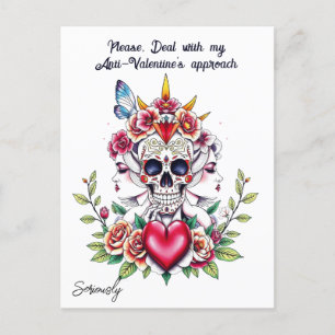 Tattoo art inspiriert unisex Anti-Valentine Brauch Postkarte