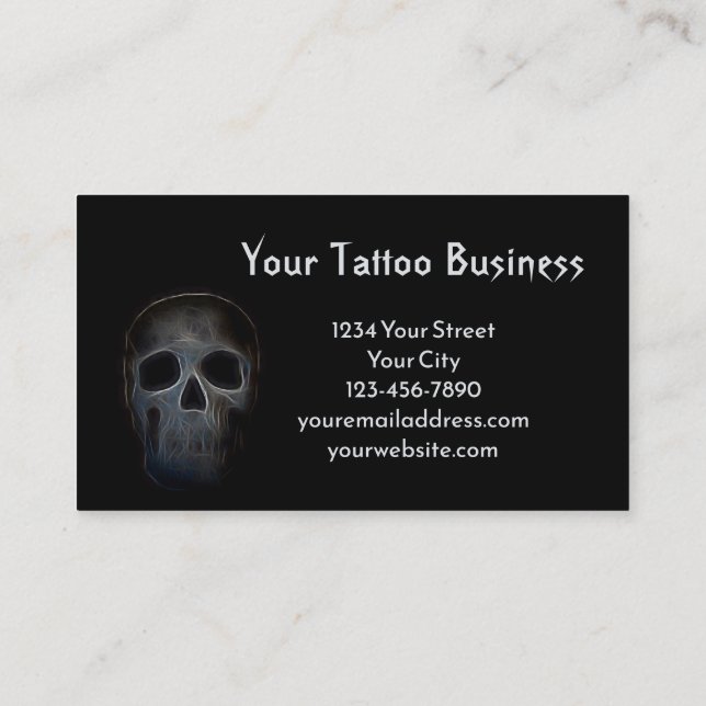 Tattoo Artist Black and White Goth Skull Design Visitenkarte (Rückseite)