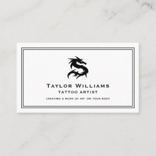 Tattoo Artist Dragon Illustration Schwarz-Weiß Visitenkarte