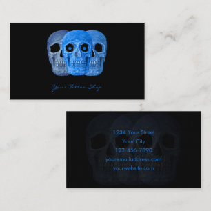 Tattoo Artist Gothic Blue Black Skull Visitenkarte