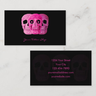Tattoo Artist Gothic Pink Black Skull Visitenkarte