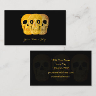 Tattoo Artist Gothic Yellow Black Skull Visitenkarte