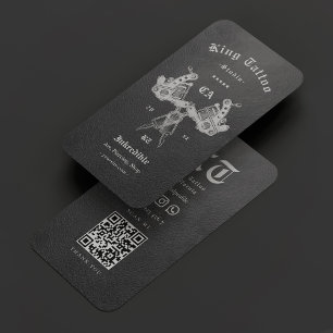 Tattoo Artist Imitats Leather Dark Gray Moderne Visitenkarte