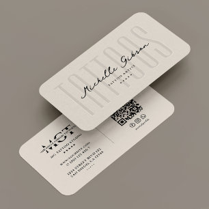 Tattoo Artist Monogram Modern Tattoooist Sand Visitenkarte