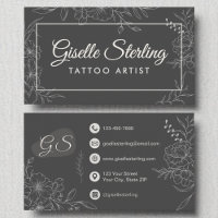 Tattoo Artist Moody Charcoal Gray Floral Moderne