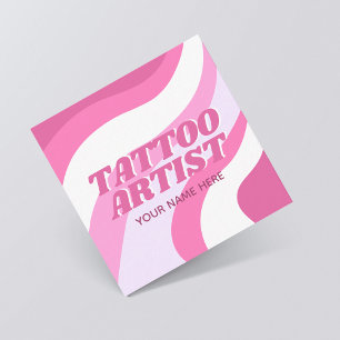 Tattoo Artist Niedlich Pink & White Funky farbenfr Quadratische Visitenkarte