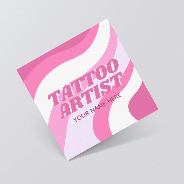 Tattoo Artist Niedlich Pink & White Funky farbenfr Quadratische Visitenkarte (Von Creator hochgeladen)