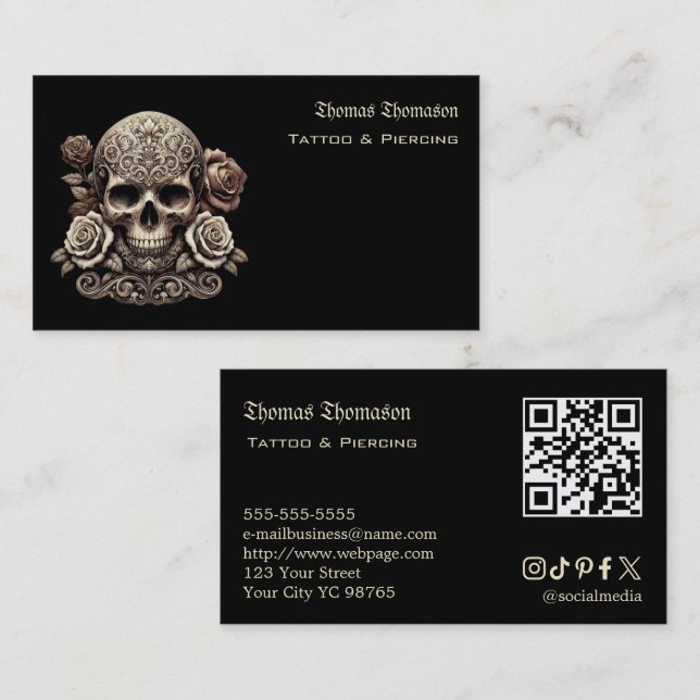 Tattoo artist QR code  Visitenkarte (Vorne/Hinten)