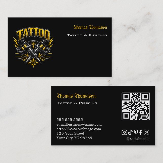 Tattoo artist QR code  Visitenkarte (Vorne/Hinten)