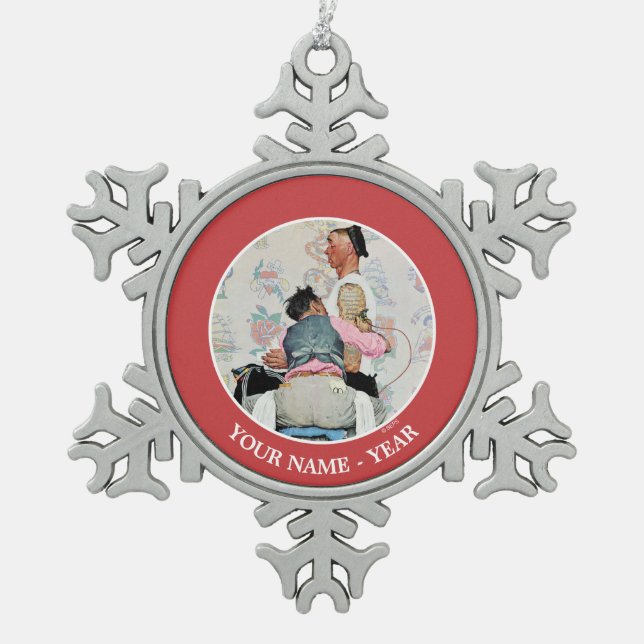 Tattoo Artist Schneeflocken Zinn-Ornament (Vorderseite)