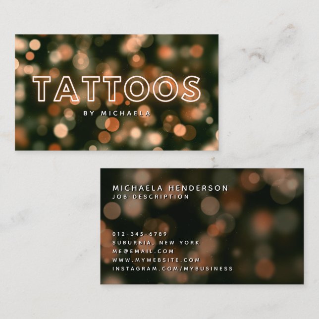 Tattoo Artist/Shop Modern Gold Nebel & Lights Visitenkarte (Vorne/Hinten)