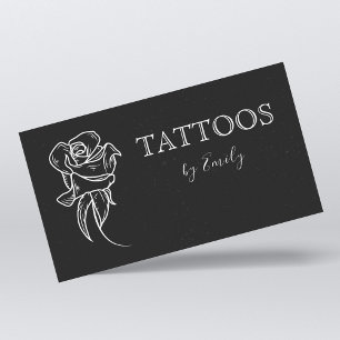 Tattoo Artist Shop Schwarz & Weiß Blume Feminine Visitenkarte
