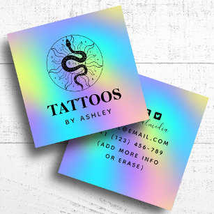 Tattoo Artist Snake Illustration Unicorn Regenboge Quadratische Visitenkarte