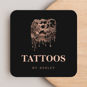 Tattoo Artist Studio Cool Melting Skull Gothic Quadratische Visitenkarte