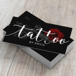 Tattoo Artist Tattoo Gun & Rose Typografie Visitenkarte