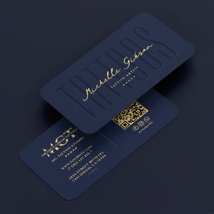 Tattoo Artist Tattooist Monogram Dark Navy Moderne Visitenkarte