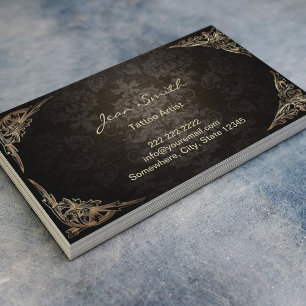 Tattoo Artist Vintag Gerahmt Damask Visitenkarte