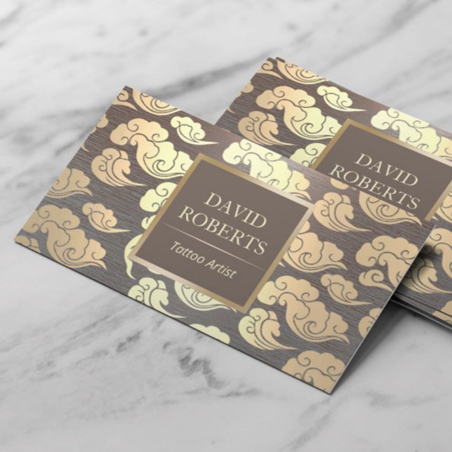 Tattoo Artist Vintag Gold Oriental Metallic Visitenkarte (Von Creator hochgeladen)