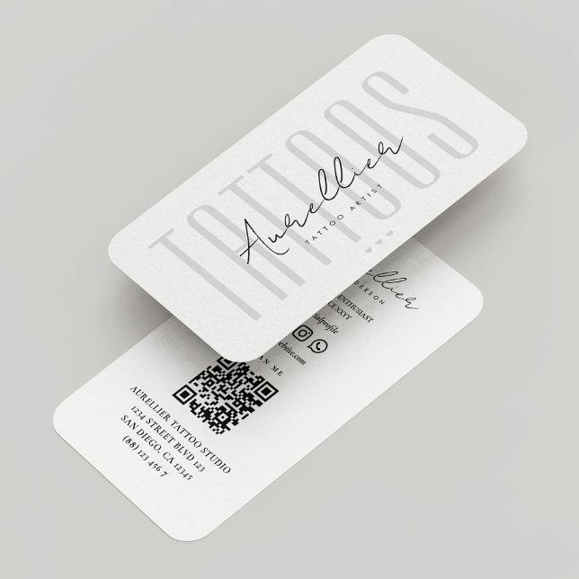 Tattoo Artist White Gray Tattoos Modern Visitenkarte (Tattoo Artist White Grey Tattoos Tattooist Modern Business Card
)