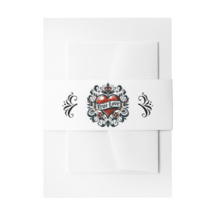 Tattoo-Aufkleber Herz Wahre Liebe Hochzeit Einladungsbanderole