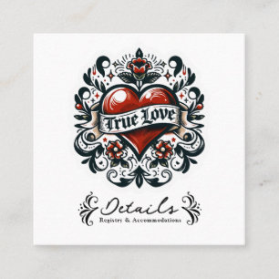Tattoo-Aufkleber "True Love Heart" Hochzeitsdetail Quadratische Visitenkarte