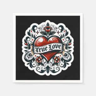 Tattoo-Aufkleber Wahre Liebe Herz Hochzeit Verlobu Serviette