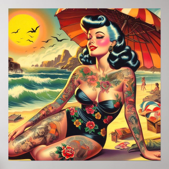 Tattoo Beach Button-up Poster (Vorne)