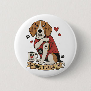 Tattoo-Beagle-Hunde-Illustration I Heart Mom Button