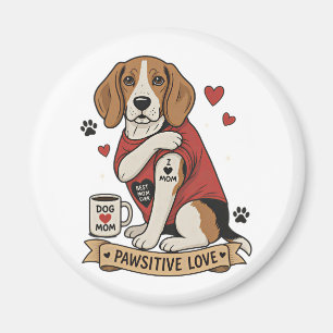 Tattoo-Beagle-Hunde-Illustration I Heart Mom Magnet