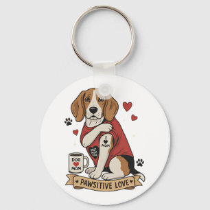 Tattoo-Beagle-Hunde-Illustration I Heart Mom Schlüsselanhänger