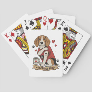 Tattoo-Beagle-Hunde-Illustration I Heart Mom Spielkarten