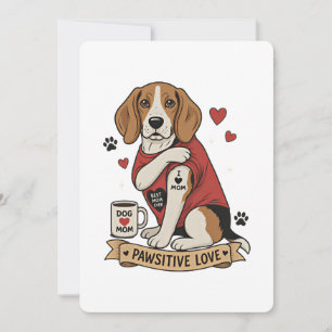 Tattoo-Beagle-Hunde-Illustration I Herz Mama Einladung