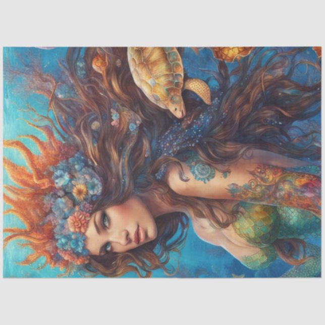 Tattoo Beautiful Mittelmeer Meerjungfrau Seidenpapier (Vorderseite)