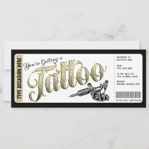 Tattoo bekommt einen Geschenkgutschein Einladung