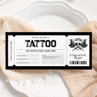 Tattoo bekommt einen Geschenkgutschein Einladung