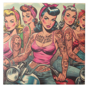 Tattoo Biker Girls Comic Fliese