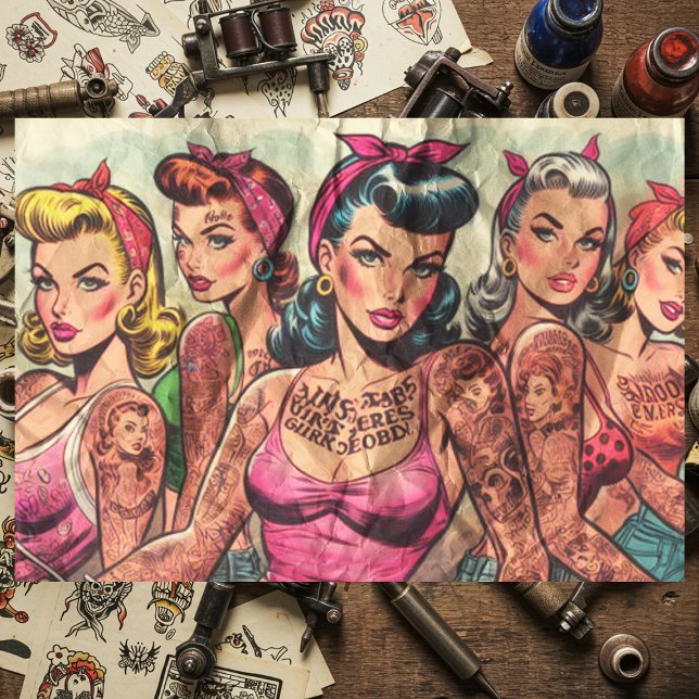 Tattoo Biker Girls Comic Seidenpapier (Von Creator hochgeladen)