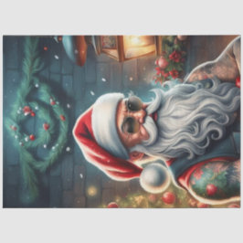 Tattoo Biker Weihnachts-Dekoupage Seidenpapier