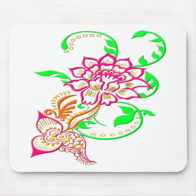 Tattoo-Blume Mousepad (Vorne)
