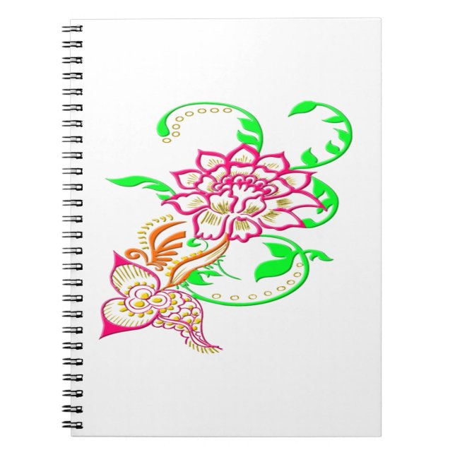 Tattoo-Blume Notizblock (Vorderseite)