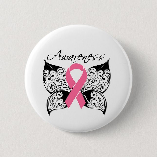 Tattoo Butterfly Awareness - Brustkrebs Button (Vorderseite)