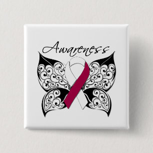 Tattoo Butterfly Awareness - Head Neck Cancer Button