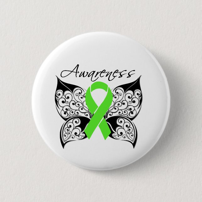 Tattoo Butterfly Awareness Non-Hodgkin's Lymphoma Button (Vorderseite)