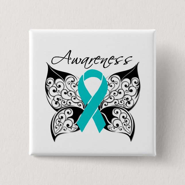 Tattoo Butterfly Awareness - Ovarialkarzinom Button (Vorderseite)
