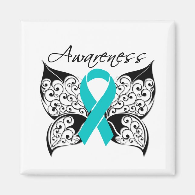 Tattoo Butterfly Awareness - Ovarialkarzinom Magnet (Vorne)