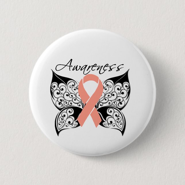 Tattoo Butterfly Awareness - Uteruskrebs Button (Vorderseite)