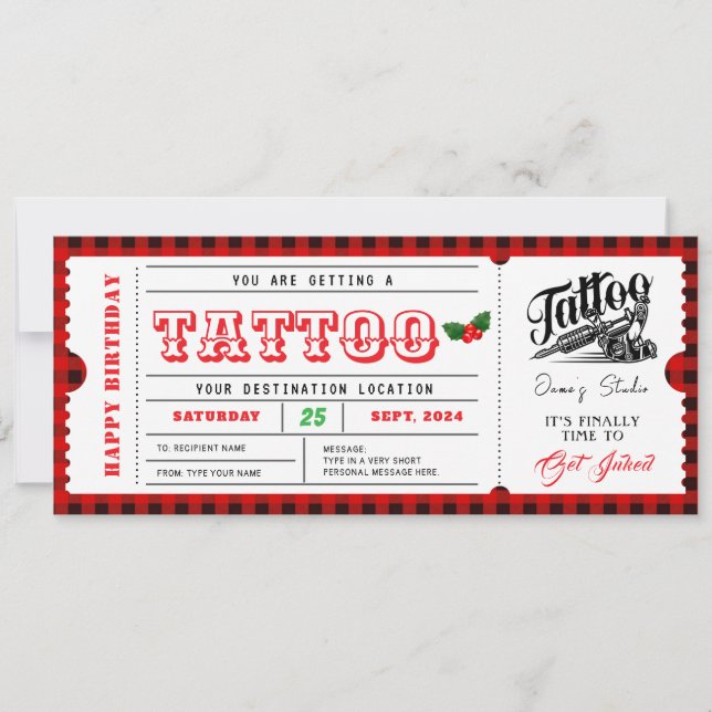 Tattoo Christmas Geschenkgutschein Einladung (Vorderseite)