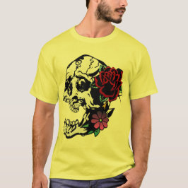 Tattoo Crane Rose Blume Todeskopf Old School T-Shirt